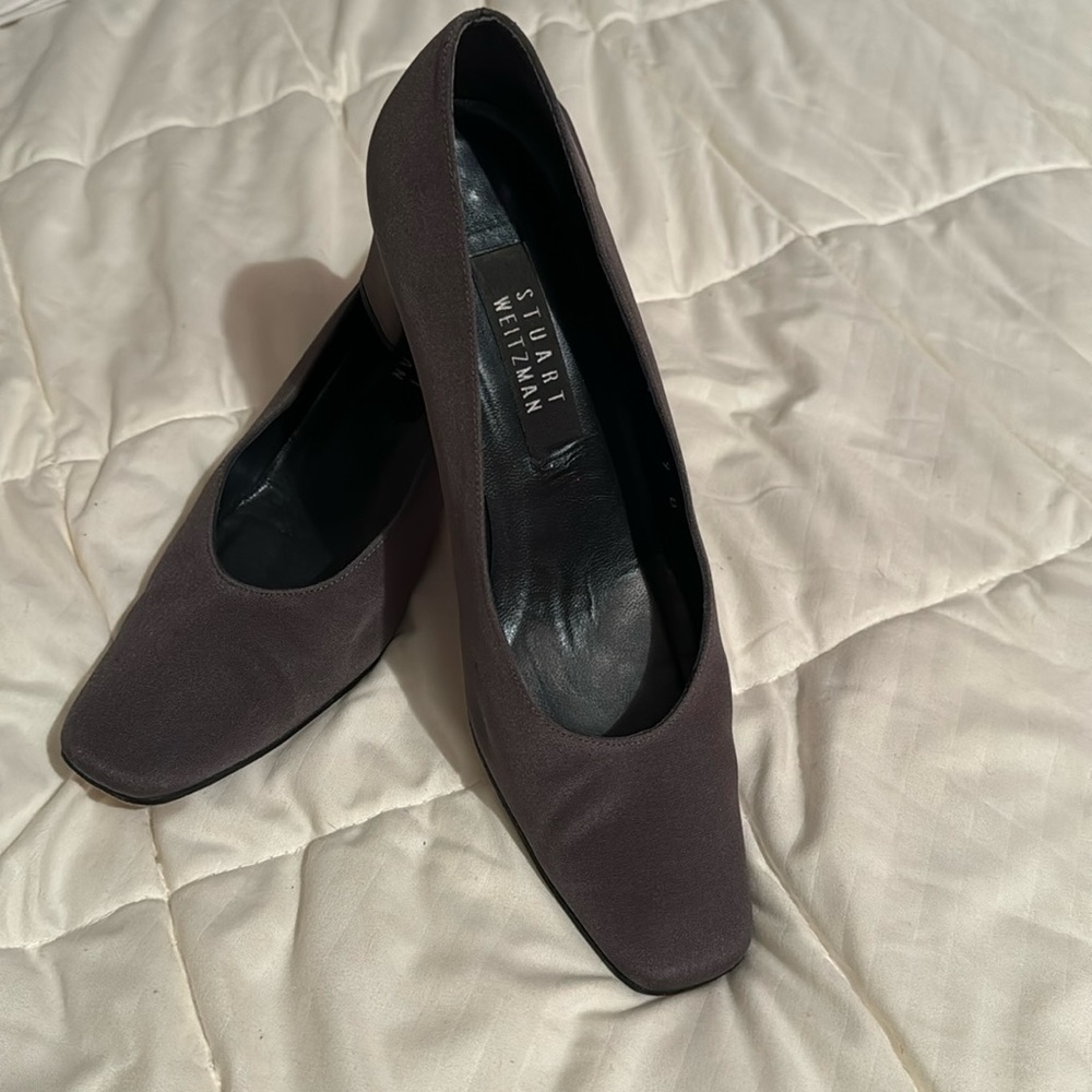 Stuart Weitzman Brown Square Heel Toe pump